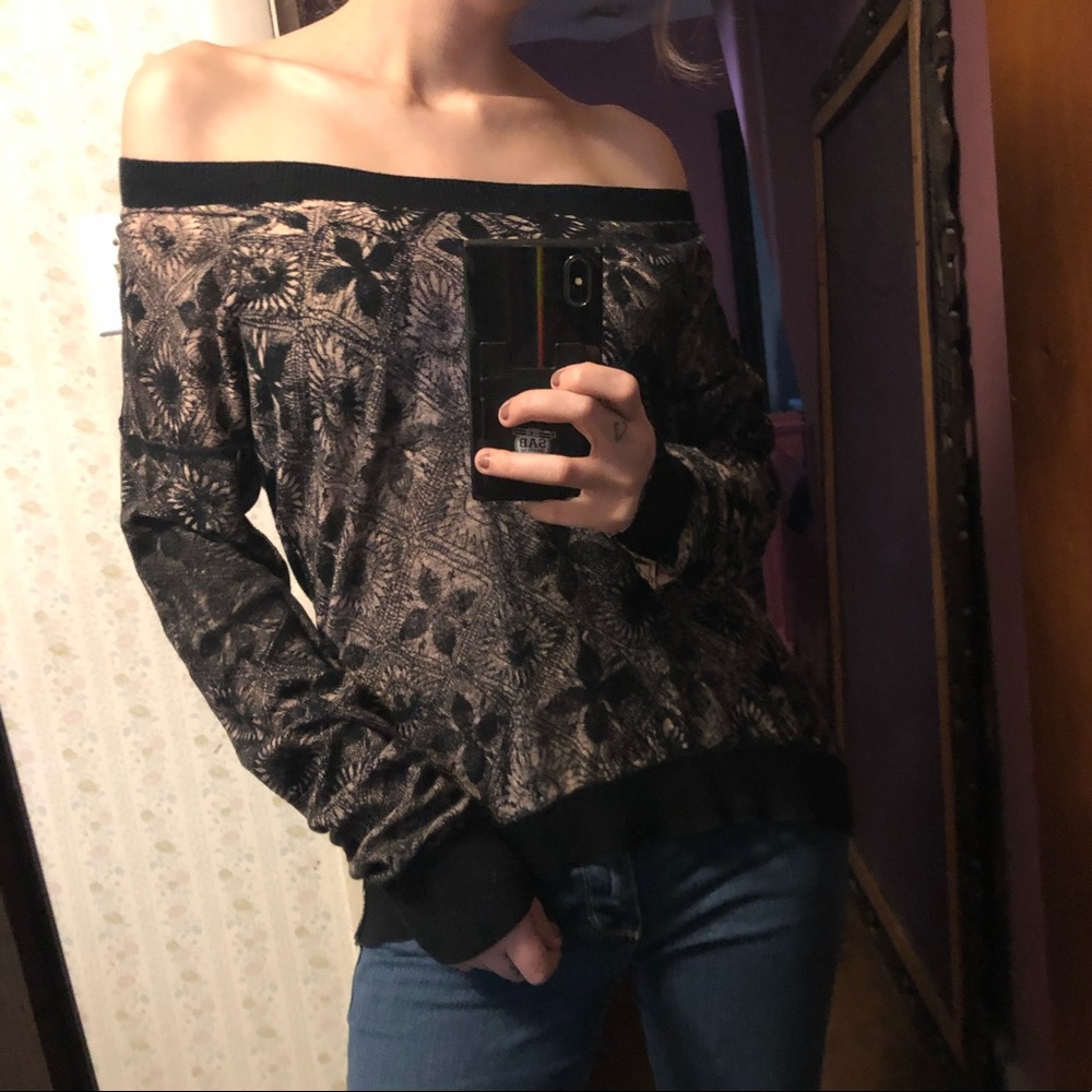 DKNY Jeans Black Patterned Sweater